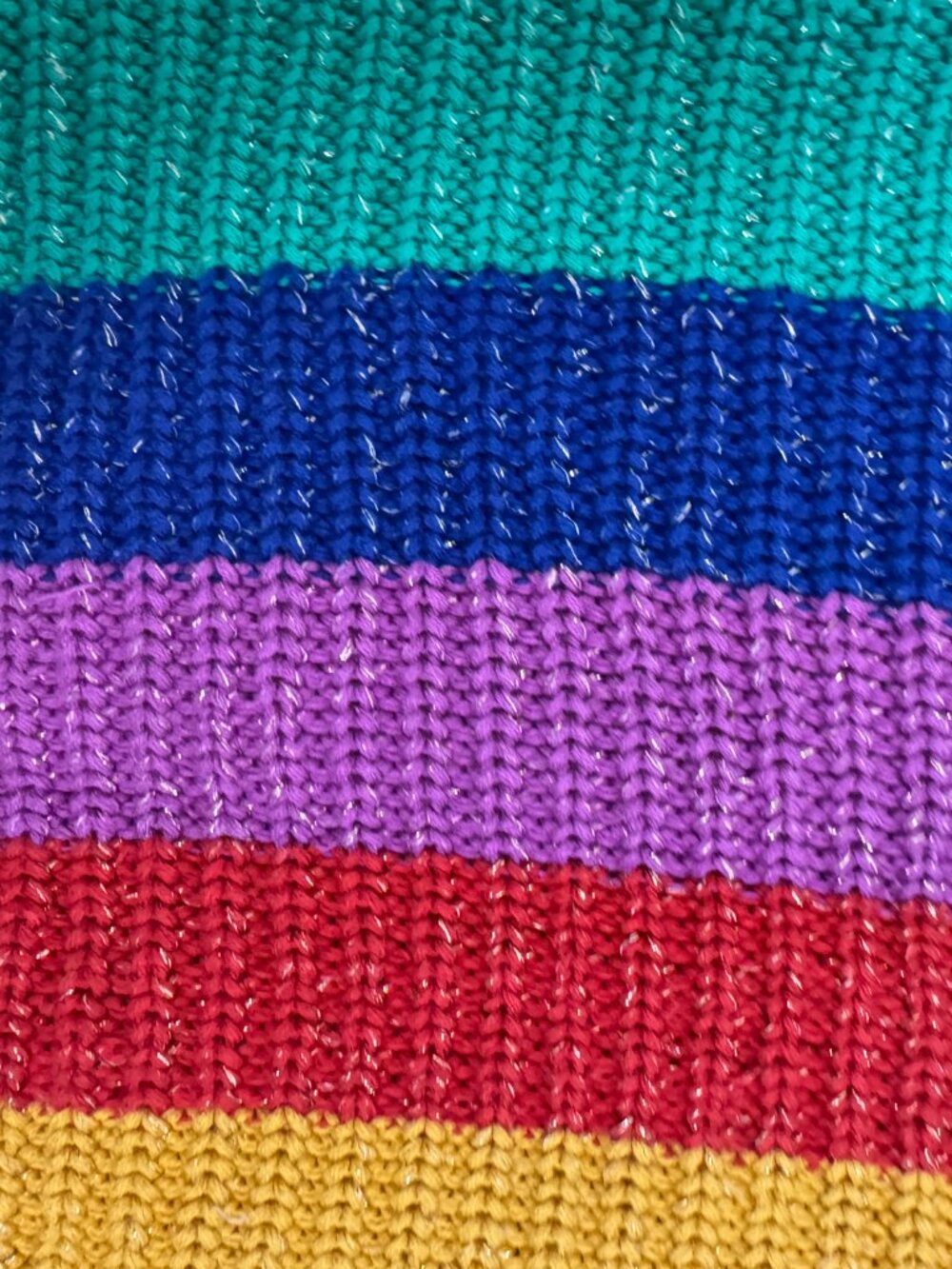Hanna Andersson Girls Rainbow Striped Metallic Sweater Dress 130 US 8  Like NEW - Picture 2 of 9